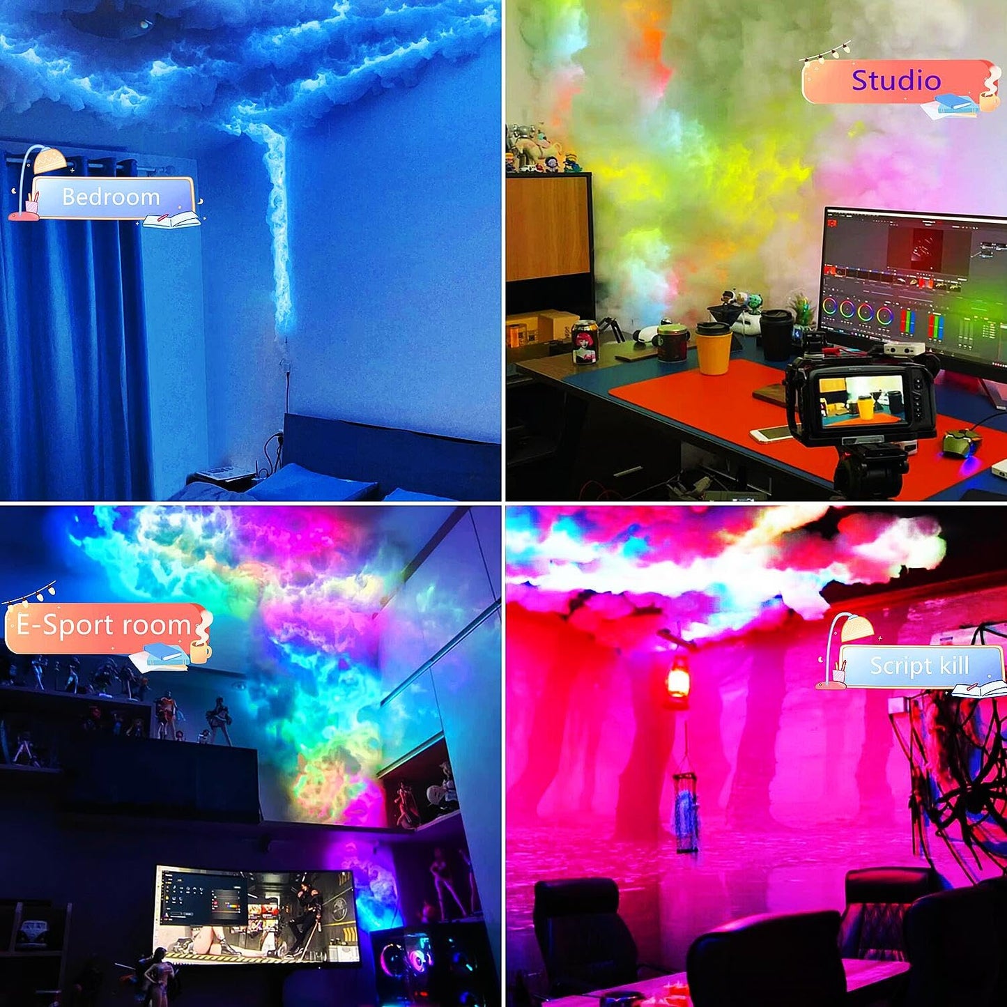 Mimiear Upgraded 3D Thundercloud LED Light, Cloud Music Sync Multicolor Changing Strip Light, Atmosphere DIY Creative Thunder Cloud Lamp Wall Ceiling