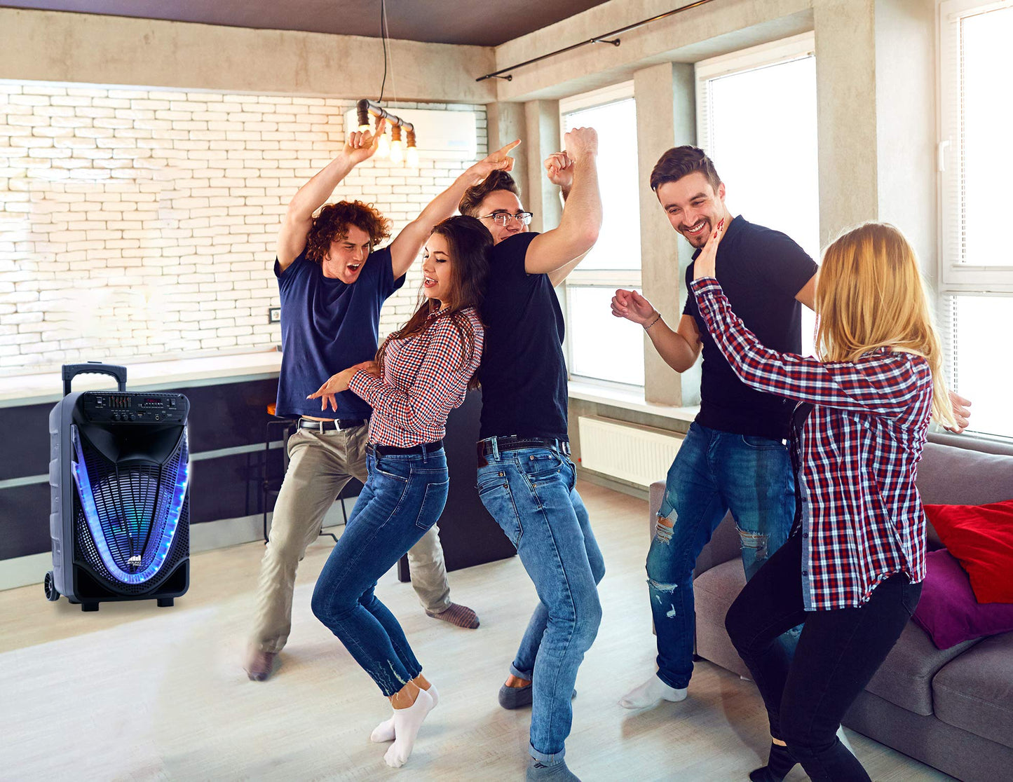 Naxa Electronics NDS-1233 12-Inch Bluetooth Portable Party System with Disco Light