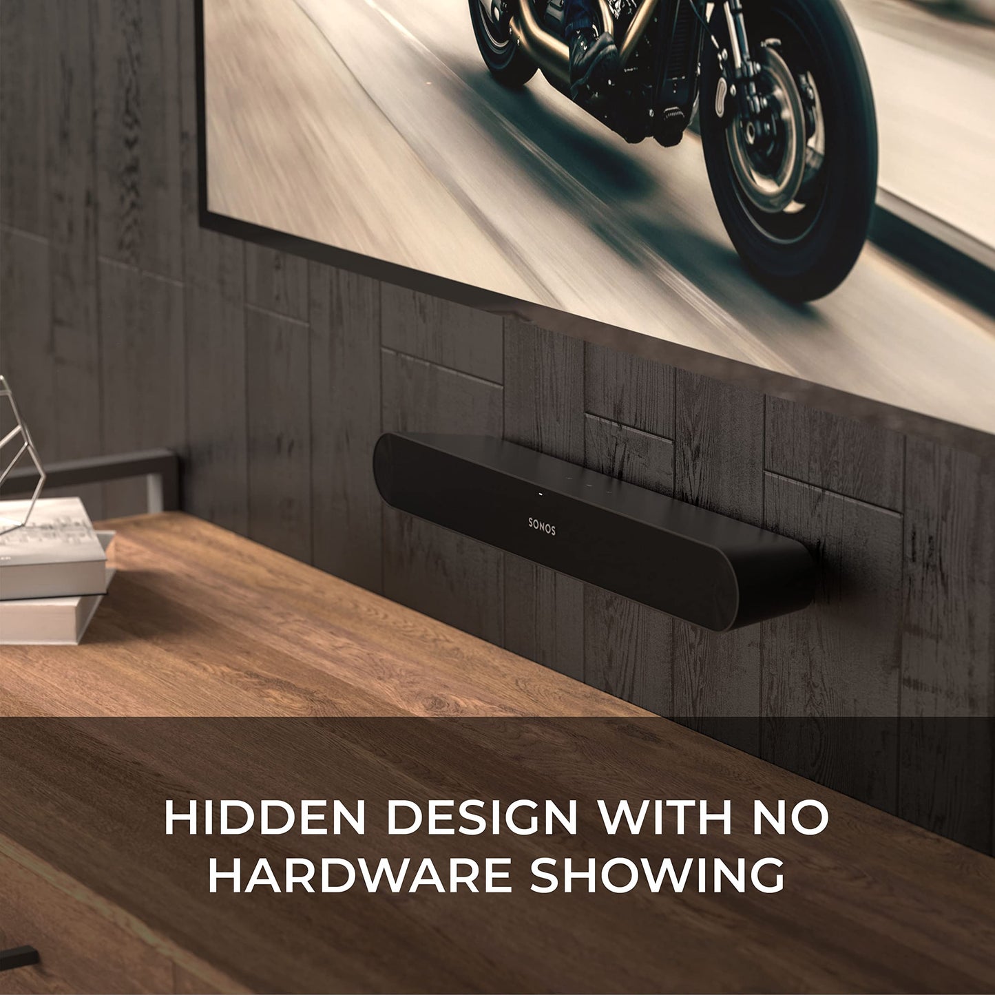 HumanCentric Wall Mount Compatible with Sonos Ray Sound Bar (Black), Mount on Wall Under TV, Floating Style, Hidden Design, Hardware Included