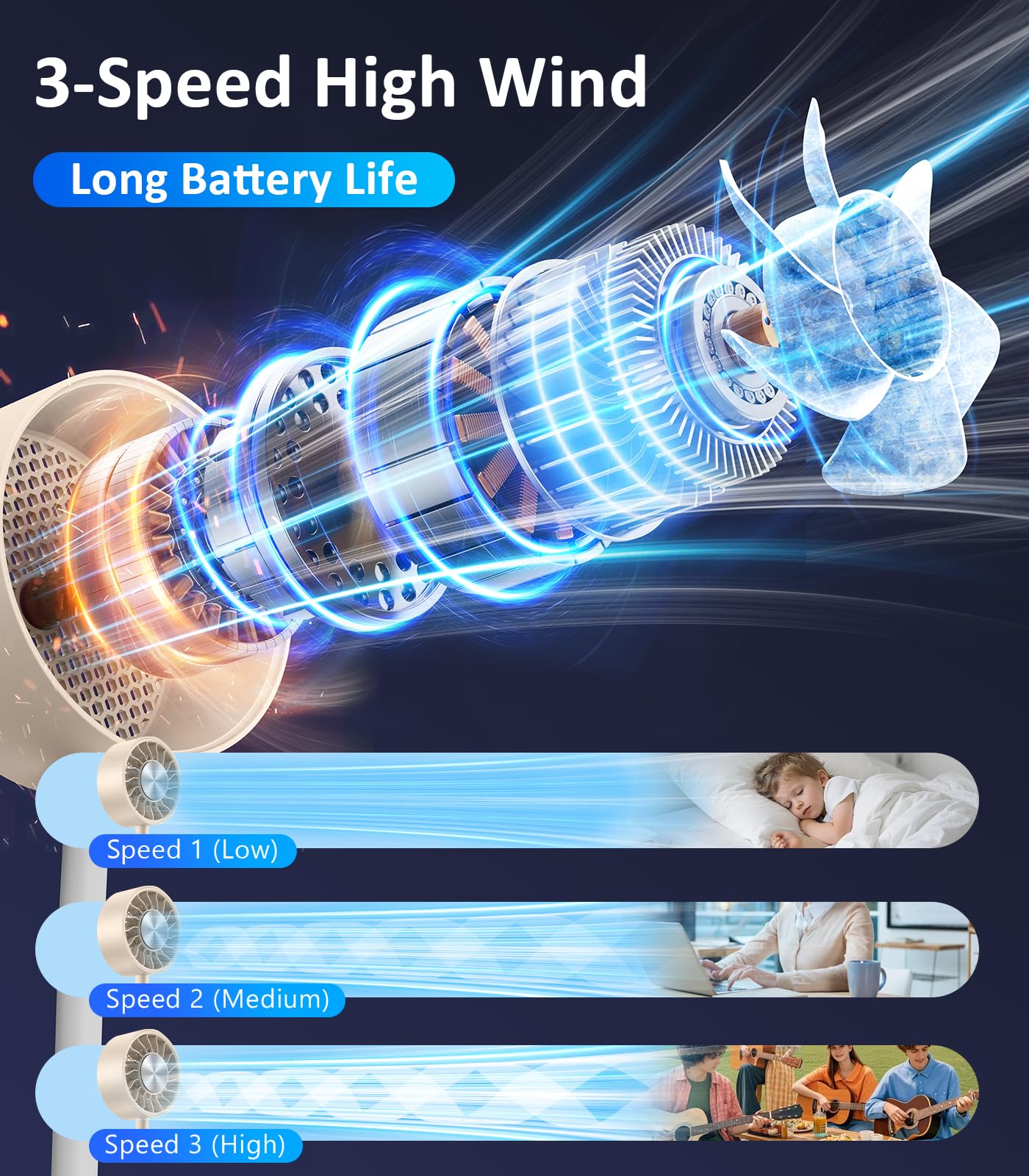 Blissfuhue Magnetic Phone Fan with Ice Cooling, 3-in-1 Clip on Fan