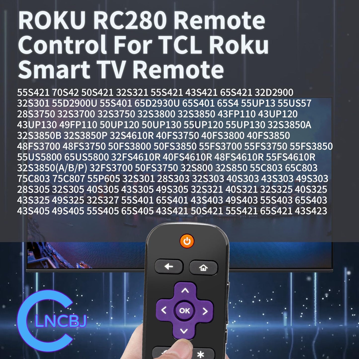 RC280 Replacement Remote with Netflix Sling Hulu Vudu Key Compatible with TCL 32S301 43S403