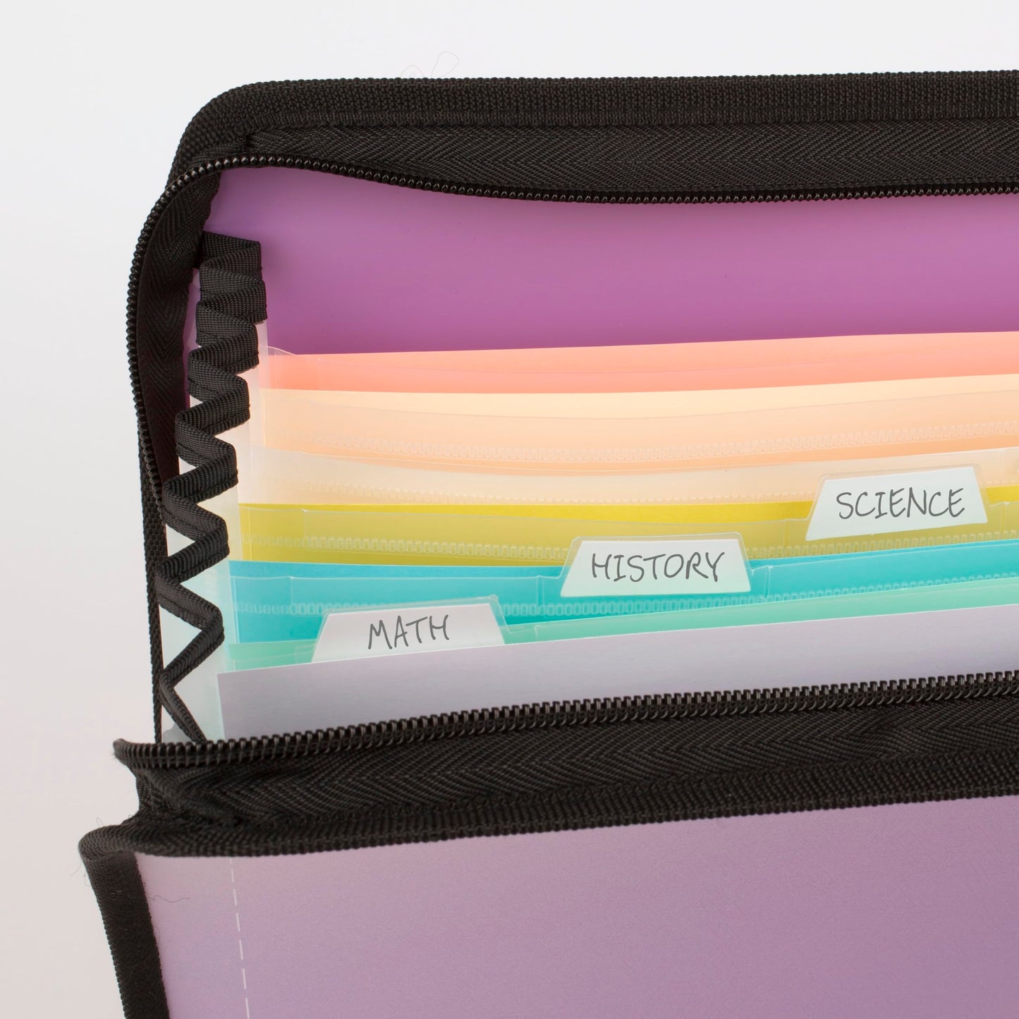 Five Star Expanding File Organizer + Study App, 7-Pocket Accordian File Organizer, Zipper Closure, Holds 8-1/2" x 11" Paper, Amethyst Purple