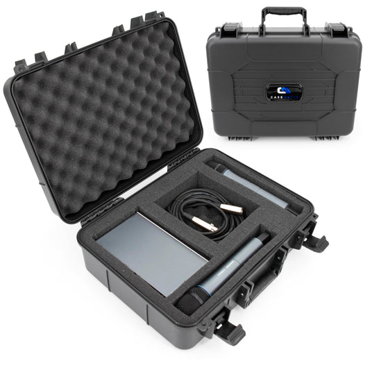 CASEMATIX Wireless Microphone Case - Hard Shell Mic Carrying Case with Customizable Foam, Compatible with Sennheiser, Shure, Audio-Technica, Nady