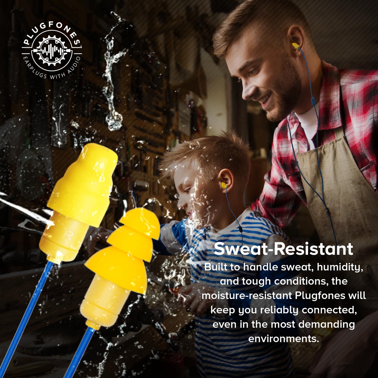 Plugfones Guardian Earplug Headphones - OSHA Approved Noise Isolating in-Ear Earbuds with Hearing Protection - Wired Hybrid for Work and Travel