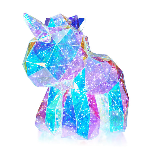 Aladdinas LED Unicorn Night Light, Holographic Iridescent Design, Gift Nursery Decor Display Box with Ribbon (Unicorn, Small)
