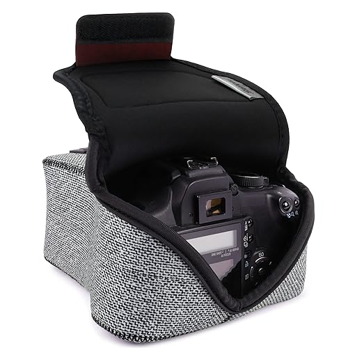 USA Gear Camera Sleeve (Medium) for Compact SLRs Compatible with Canon EOS R100 Nikon Z30 Sony ZV-E10, and more - Padded Neoprene DSLR Case
