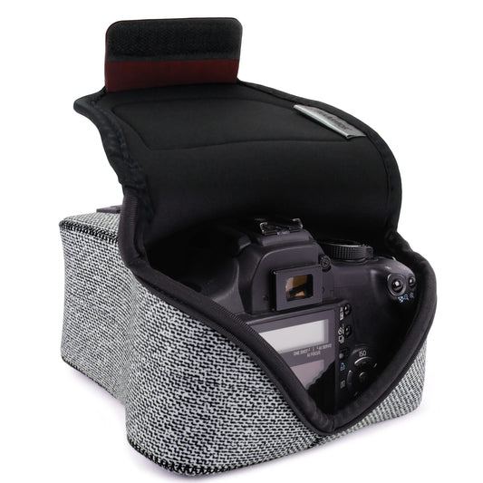 USA Gear Camera Sleeve (Medium) for Compact SLRs Compatible with Canon EOS R100 Nikon Z30 Sony ZV-E10, and more - Padded Neoprene DSLR Case