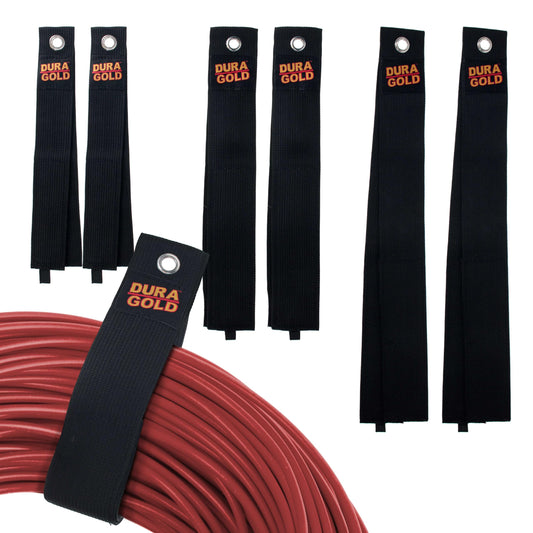 Dura-Gold Heavy Duty Extension Cord Organizer Strap Wraps, 6 Pack of Assorted Lengths - Storage Strap Holder for Cords, Hoses, Rope, Cables, Tools