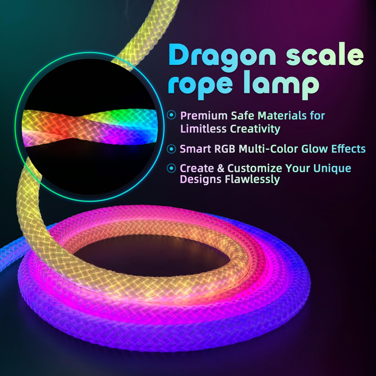 6.56ft LED Neon Rope Lights, Waterproof Music Sync Strip Lights with Remote & APP Control, USB-Powered Flexible Lighting for Christmas Halloween