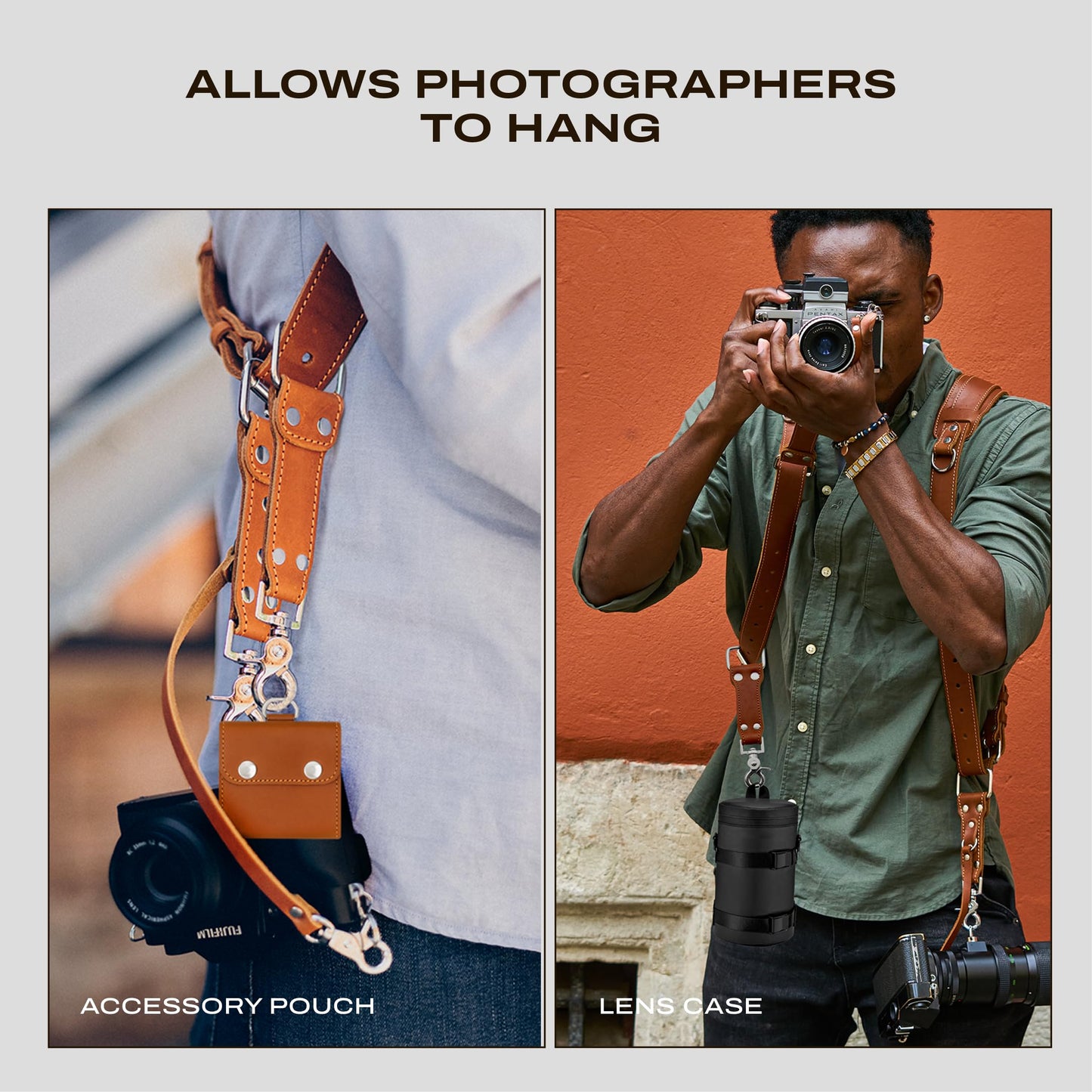 C Coiro Extra Attachments Single and Dual Camera Harness for Camera Bag, Sling Bag, Pouch, Lens Case Perfect Photography Accessories for Leather