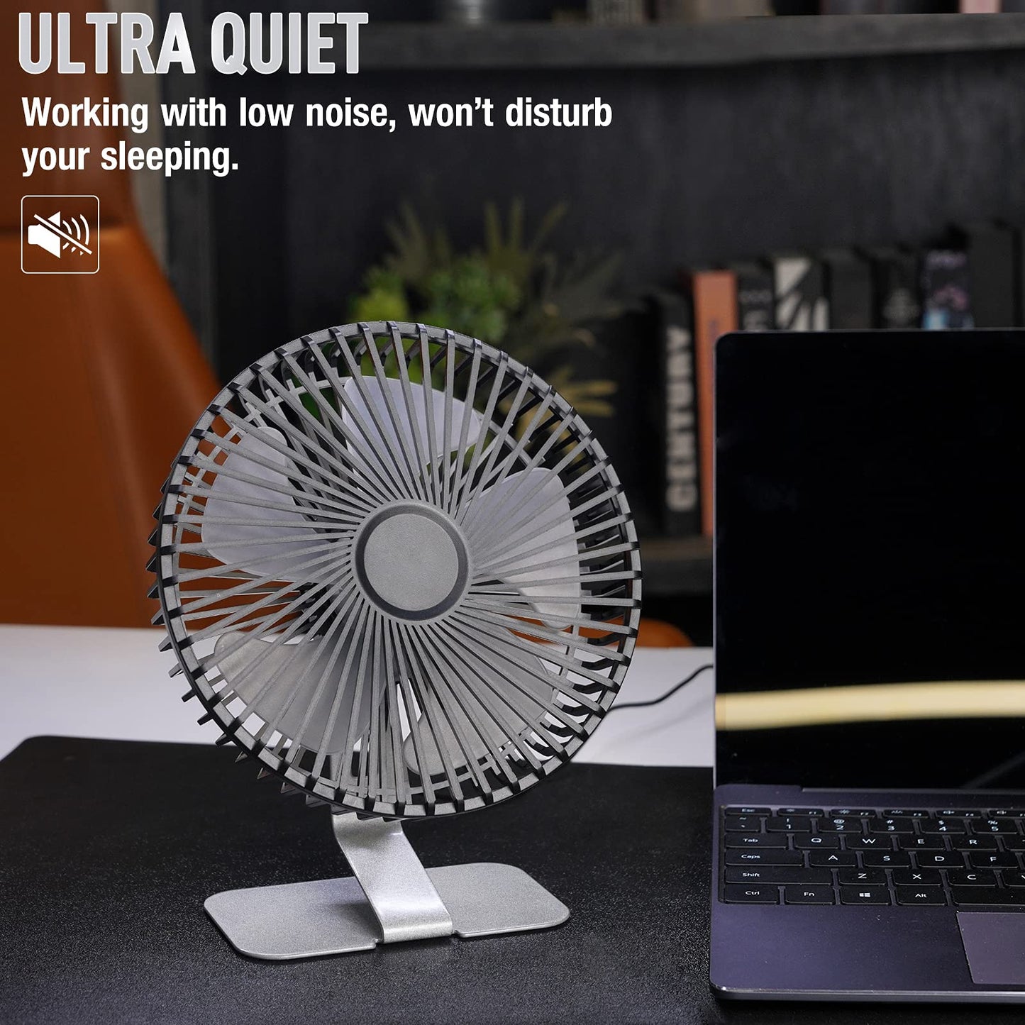 SLENPET 6-inch USB Small Desk Fan, 4 Speeds, Powerful Desktop Table Fan