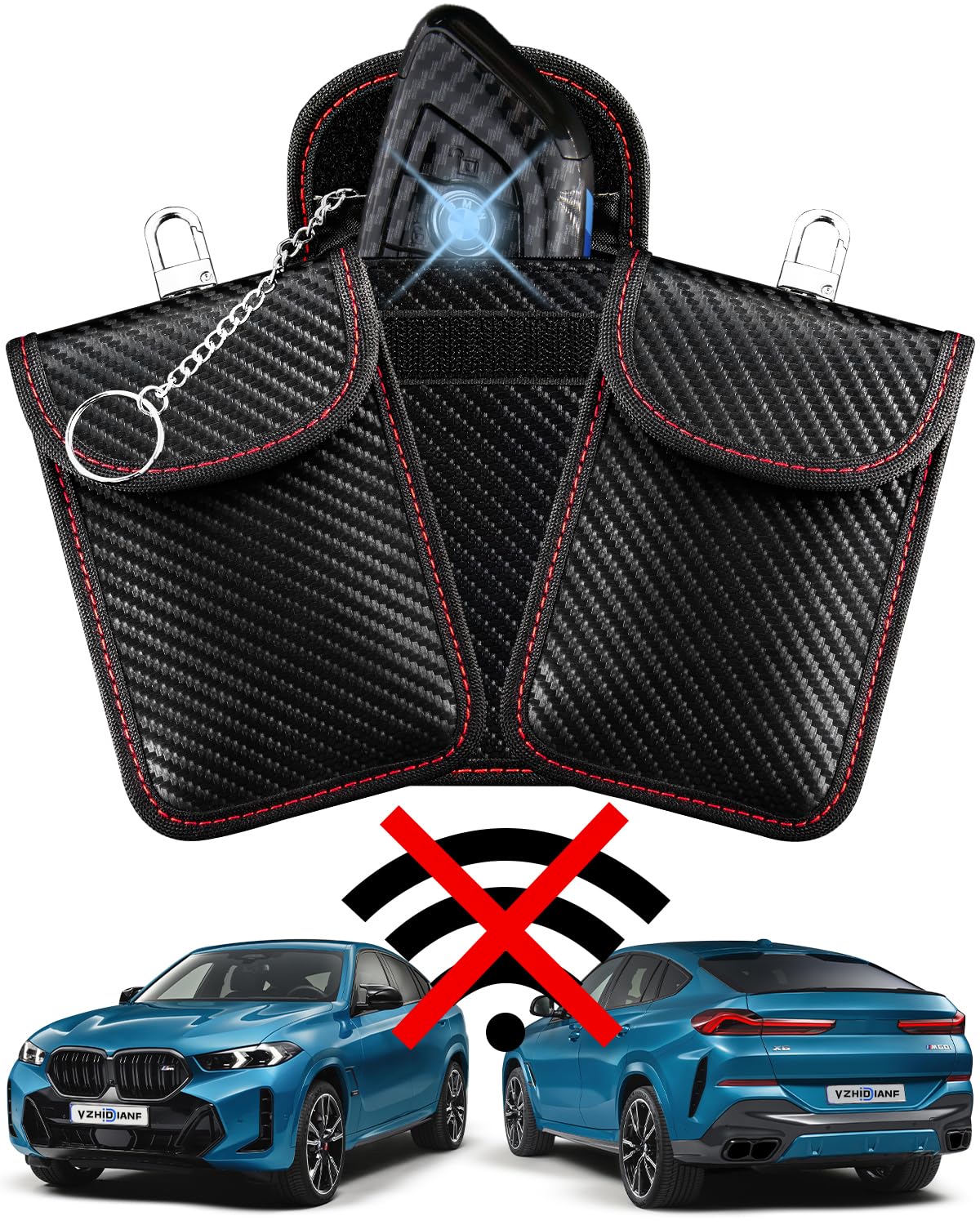 YZHIDIANF Faraday Key Fob Protector (3 Pack), Key Fob Signal Blocker Pouch, Faraday Bags Signal Blocking Security Pouch Anti-Theft Anti-Hacking Car