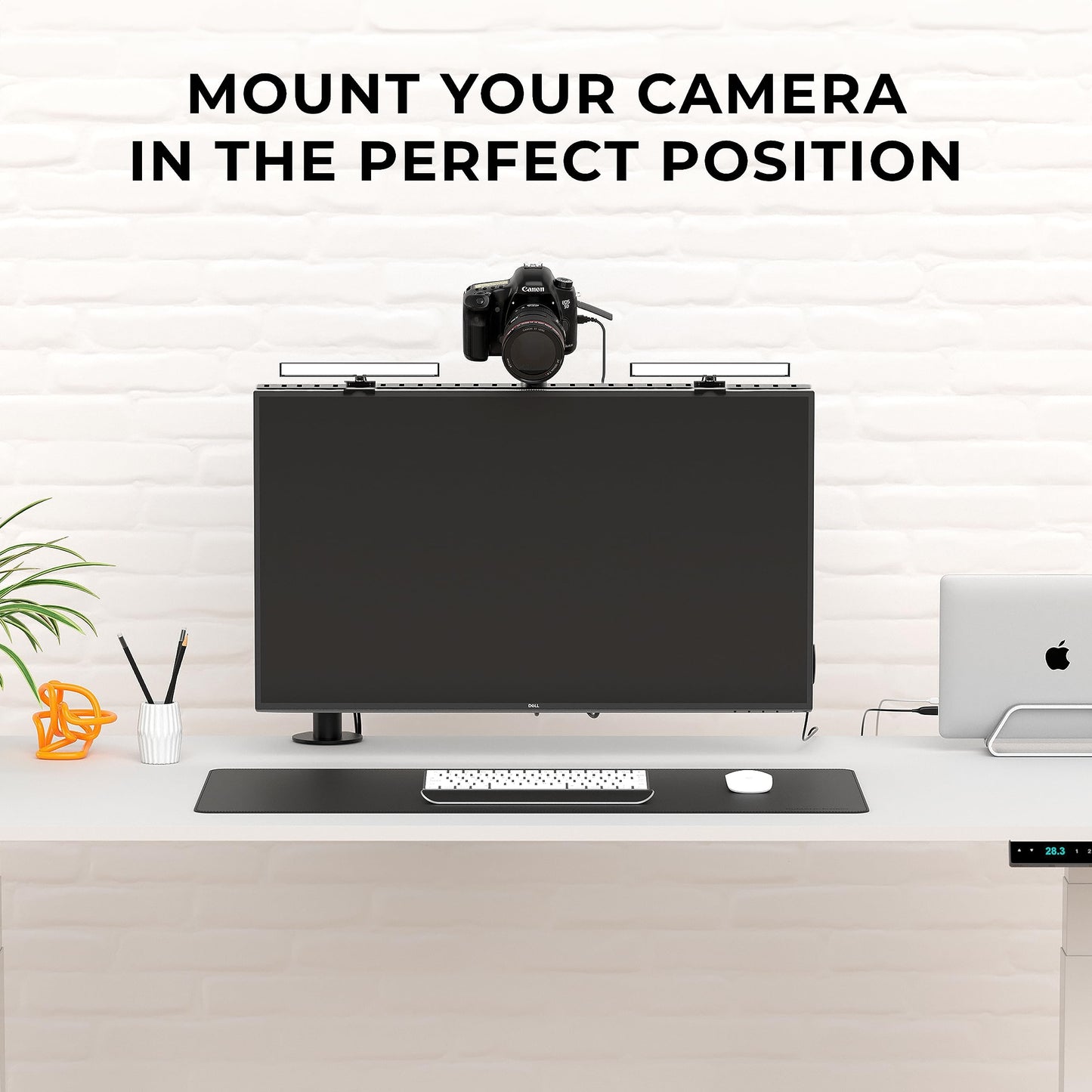 HumanCentric DSLR Monitor Mount Extra Large, Desk Camera Mounting, Light Webcam, Microphone Shelf for Monitor VESA Arm, Replace Clamp Tripods