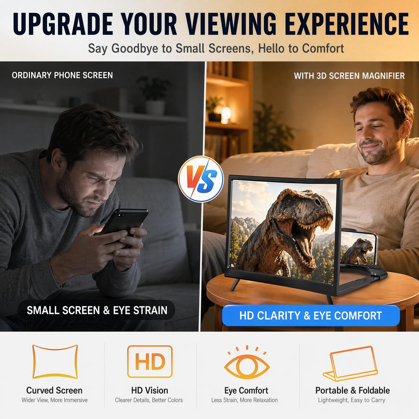 12" Screen Magnifier for Smartphone,3D HD Screen Expanders for Movies, Videos,and Gaming,Screen Magnifier with Adjustable Angle Design Amplifier