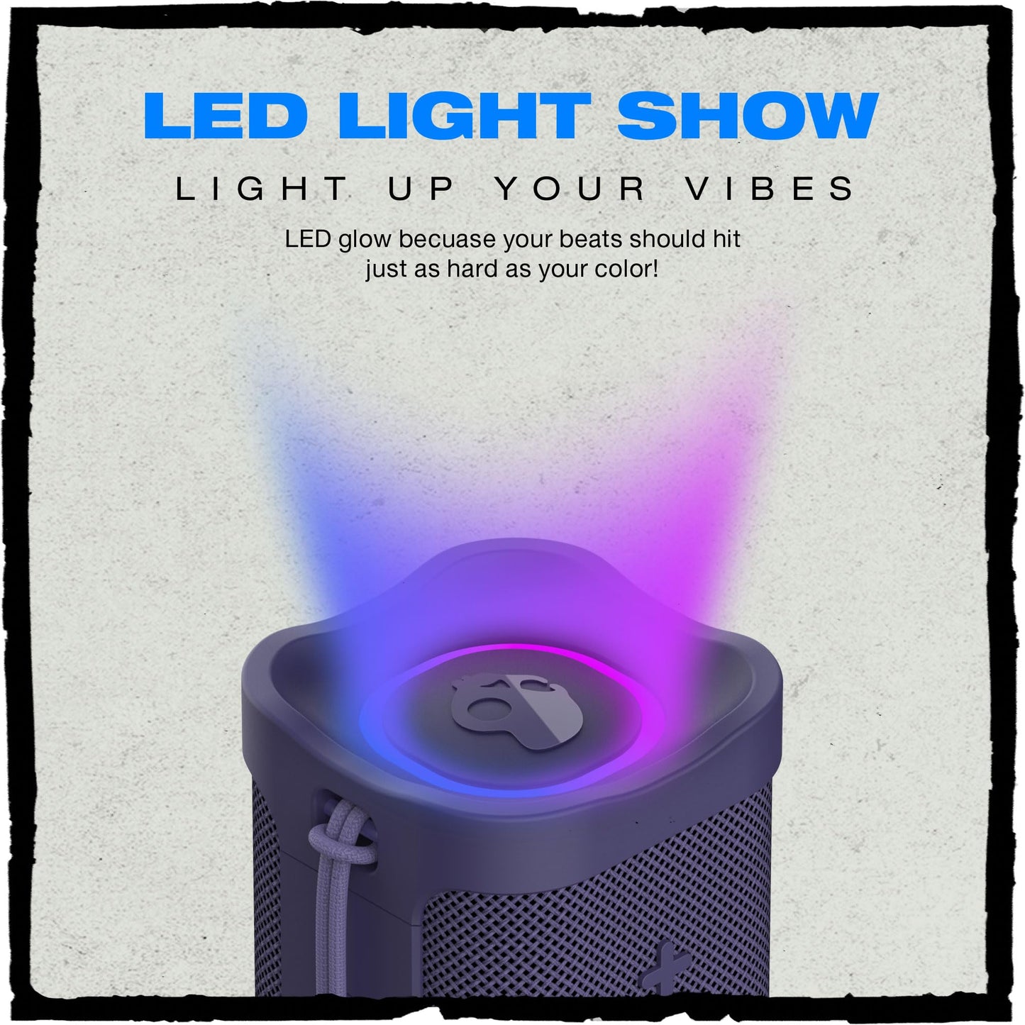Skullcandy Terrain 2 Wireless Bluetooth Speaker, IPX7 Water Resistant, 14H Battery, Multi-Link, LED Light Show, Lightweight & Portable (Deep Purple)