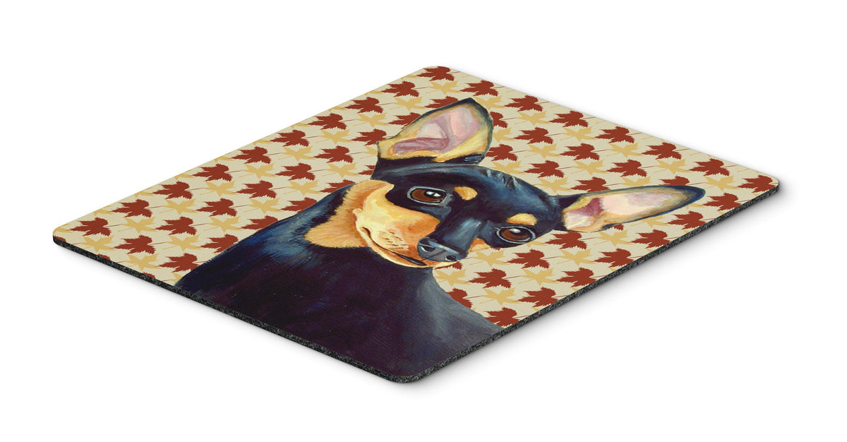 Caroline's Treasures LH9110MP "Min Pin Fall Leaves Portrait Mouse Pad, Hot Pad or Trivet" for Home Office Gaming Working Computers Laptop Mouse