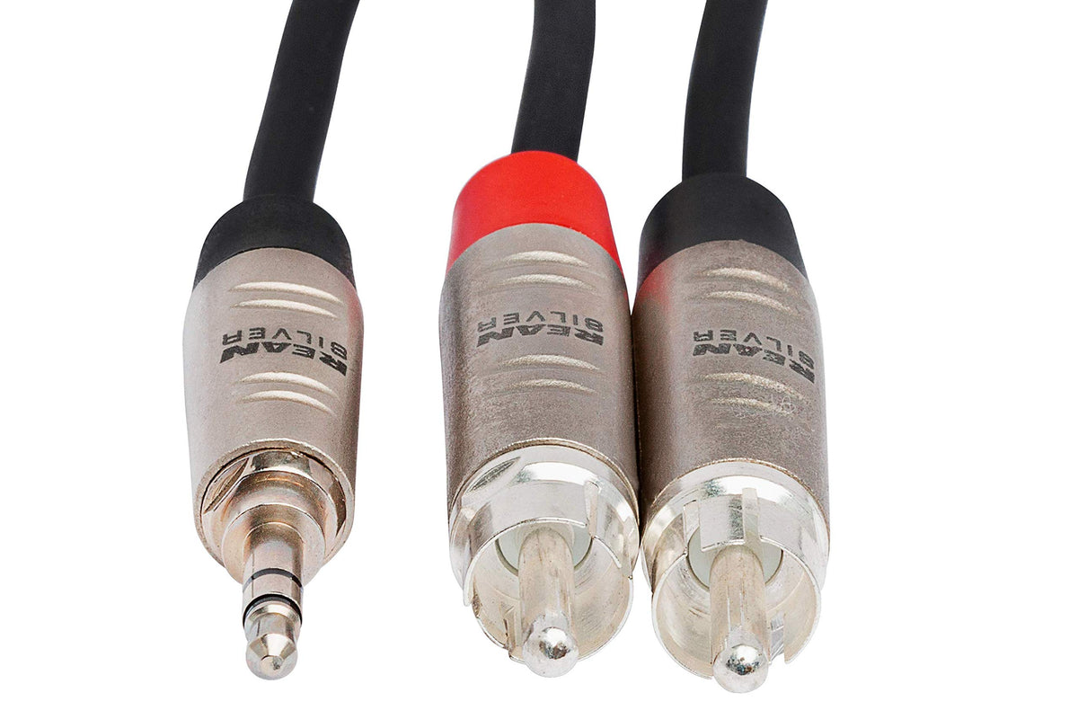 Hosa HMR-003Y Pro Stereo Breakout, REAN 3.5 mm TRS to Dual RCA, 3 Feet
