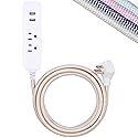 Cordinate Designer 2-Outlet Power Strip with 2 USB Ports, 10 Ft Braided Extension Cord, 2.4A Fast Charge, Surge Protection, Low-Profile Flat Plug, UL