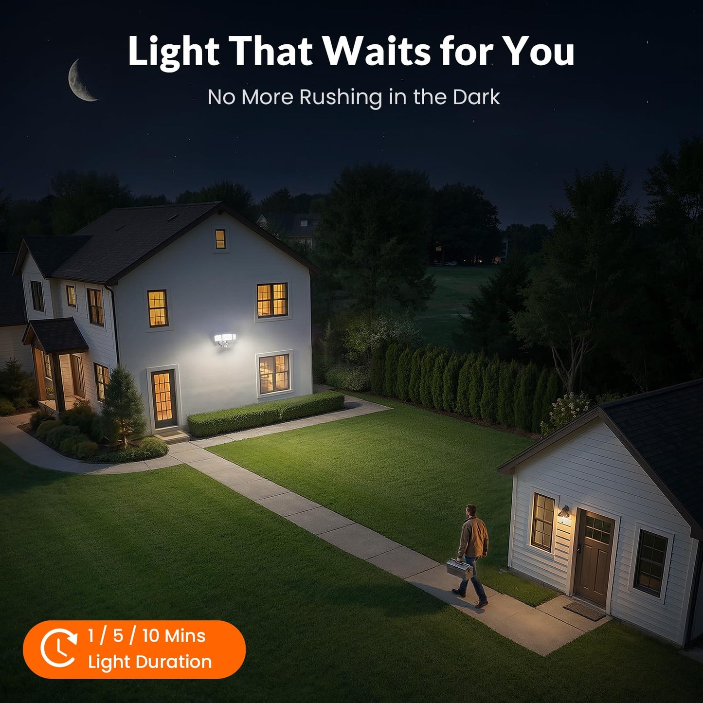LEPOWER LED Security Lights Motion Sensor Light Outdoor, 38W 4200LM Light, 5500K, IP65 Waterproof, 3 Head Detected Flood Light for Garage, Yard, Porch