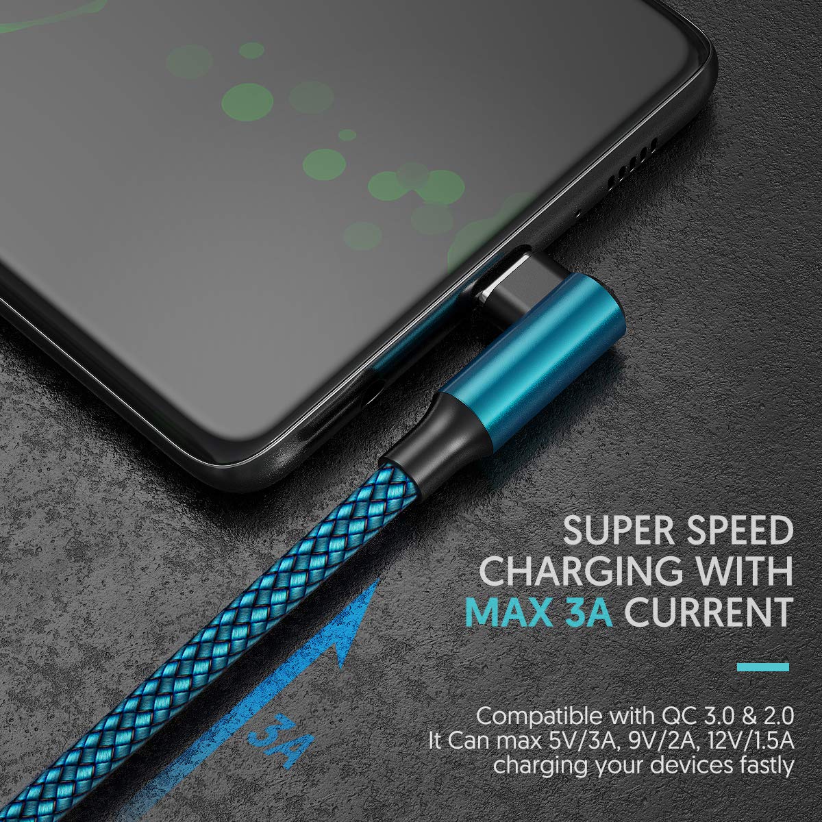 USB C Cable 90 Degree Right Angle[2Pack 6.6FT], USB A to Type C Nylon Braided Fast Charging Cable for Samsung Galaxy S22 Ultra/S22+/S22/S21, Note