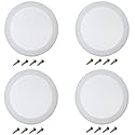 Fielect 4Pcs 6.5" Speaker Grill Cover White SubWoofer Grill Cover Decorative Circle Woofer Guard Protector Audio Accessories with 16 Screws