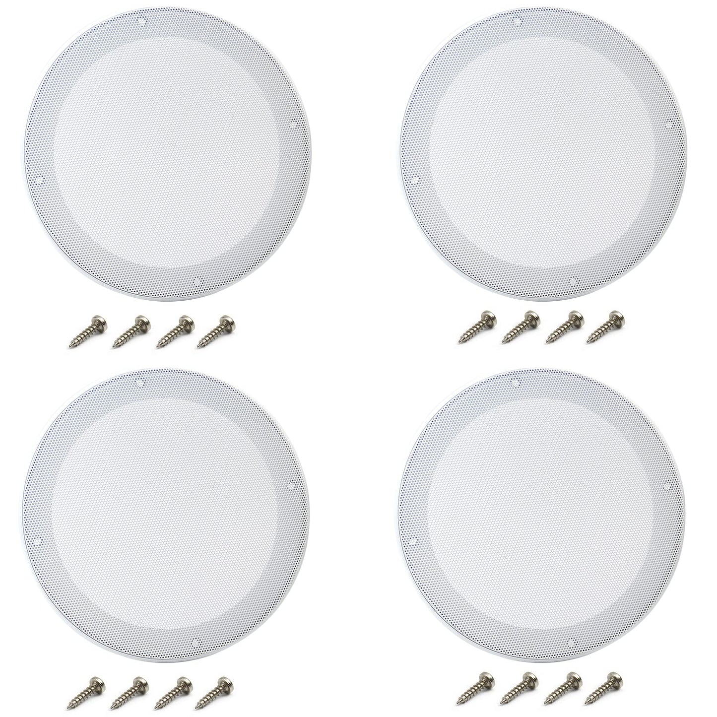 Fielect 4Pcs 6.5" Speaker Grill Cover White SubWoofer Grill Cover Decorative Circle Woofer Guard Protector Audio Accessories with 16 Screws