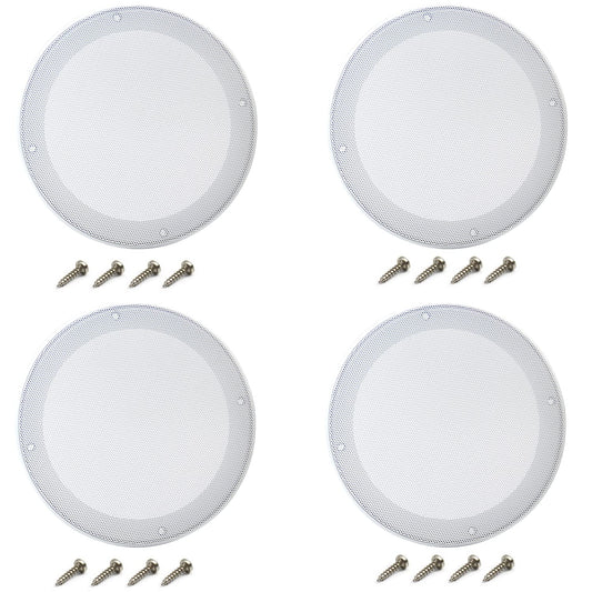 Fielect 4Pcs 6.5" Speaker Grill Cover White SubWoofer Grill Cover Decorative Circle Woofer Guard Protector Audio Accessories with 16 Screws