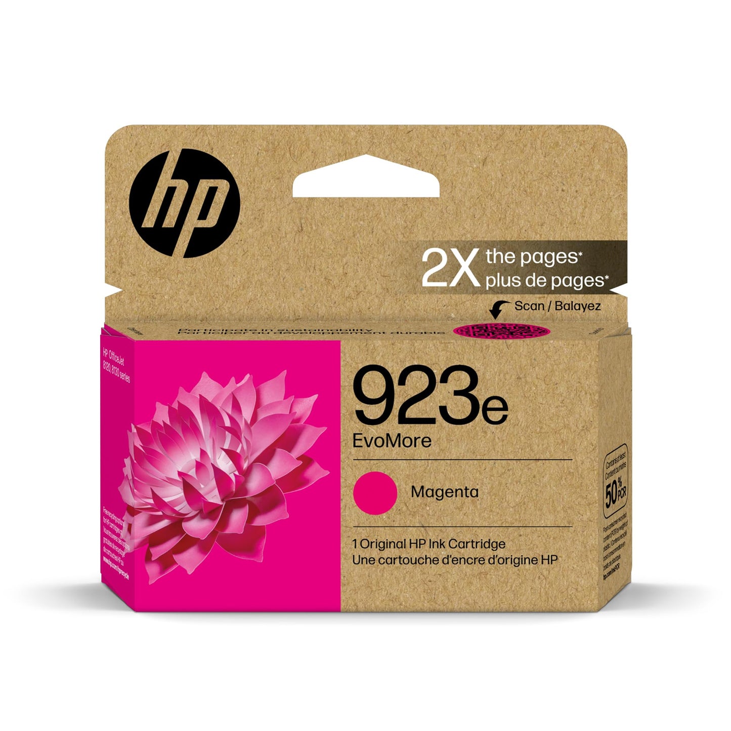 HP 923e EvoMore High Yield Magenta Ink Cartridge | Works with OfficeJet 8120, Pro 8130 Series | Carbon Neutral | 4K0T5LN