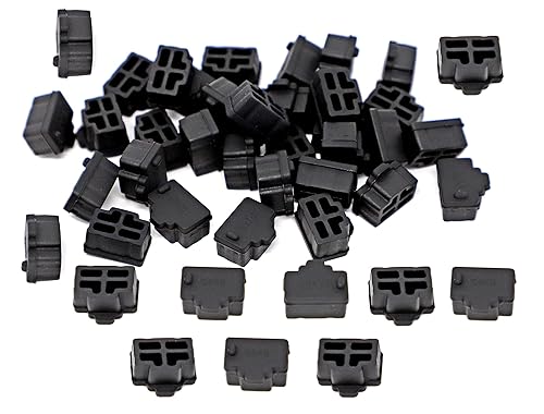 iExcell 200 Pcs Black Ethernet Hub Port RJ45 Anti Dust Cover Cap Protector Plug