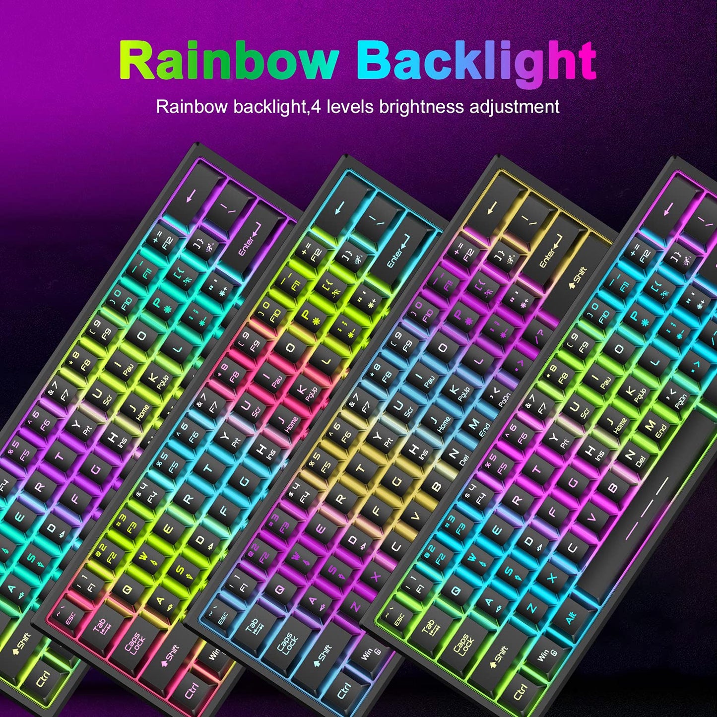 60% Mechanical Gaming Keyboard Mini 68 Keys Anti-Ghosting Wired Type C Chroma RGB 18 Backlit Effects,Lightweight Gaming Mosue 6400DPI Honeycomb
