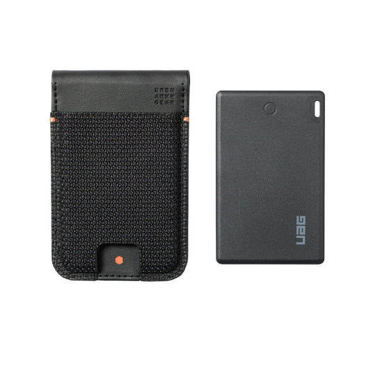 URBAN ARMOR GEAR UAG Slim Wallet Kevlar Black with Tracker Card Compatible with Apple iOS - 6 Cards Holder with Kickstand RFID Block Metropolis