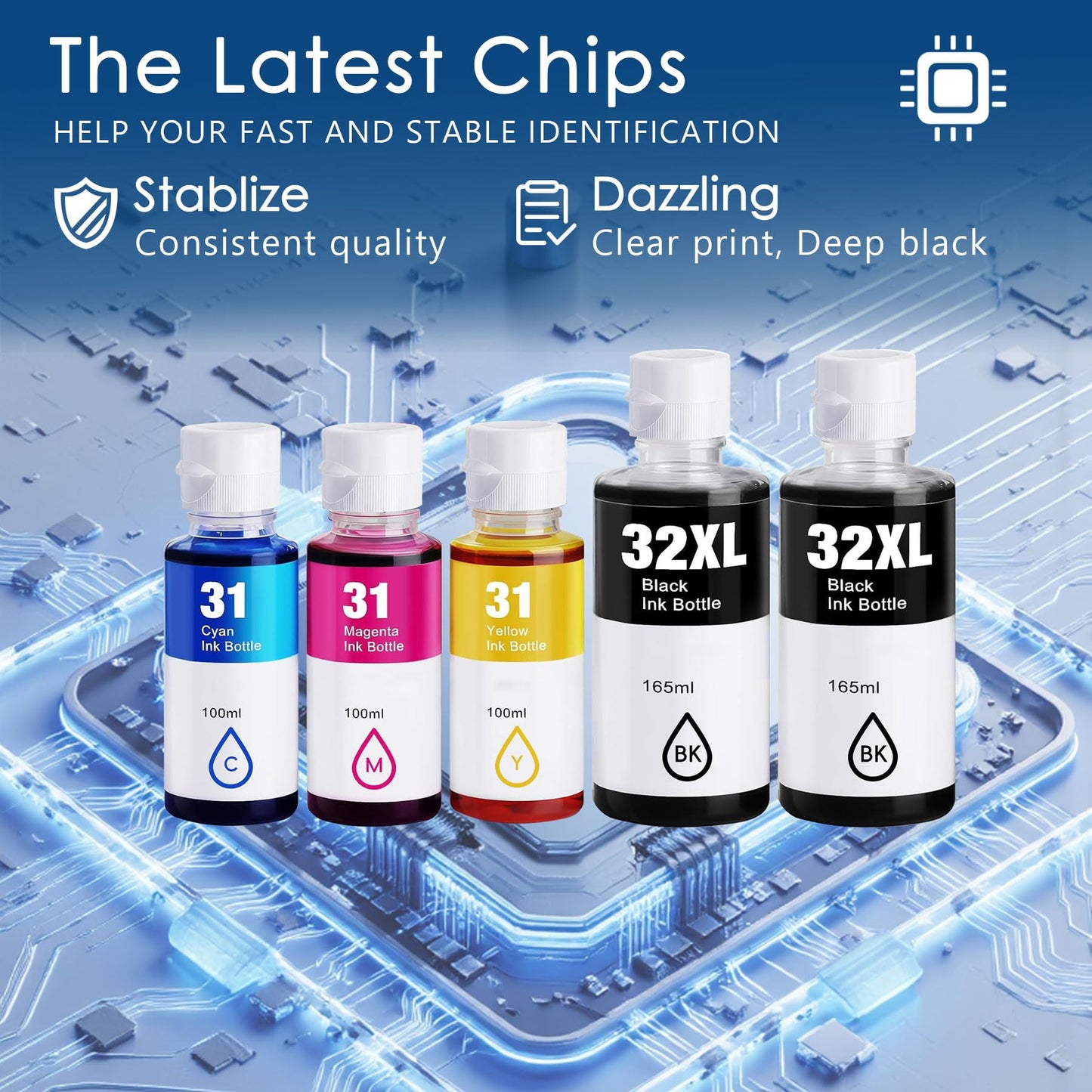 TRUINK 31XL 32XL Ink Cartridge 5-Pack Replacement for HP 31 and 32 Combo Pack Compatible with HP Smart Tank 7301 7001 5101 5000 5102 Printer Ink(5PK