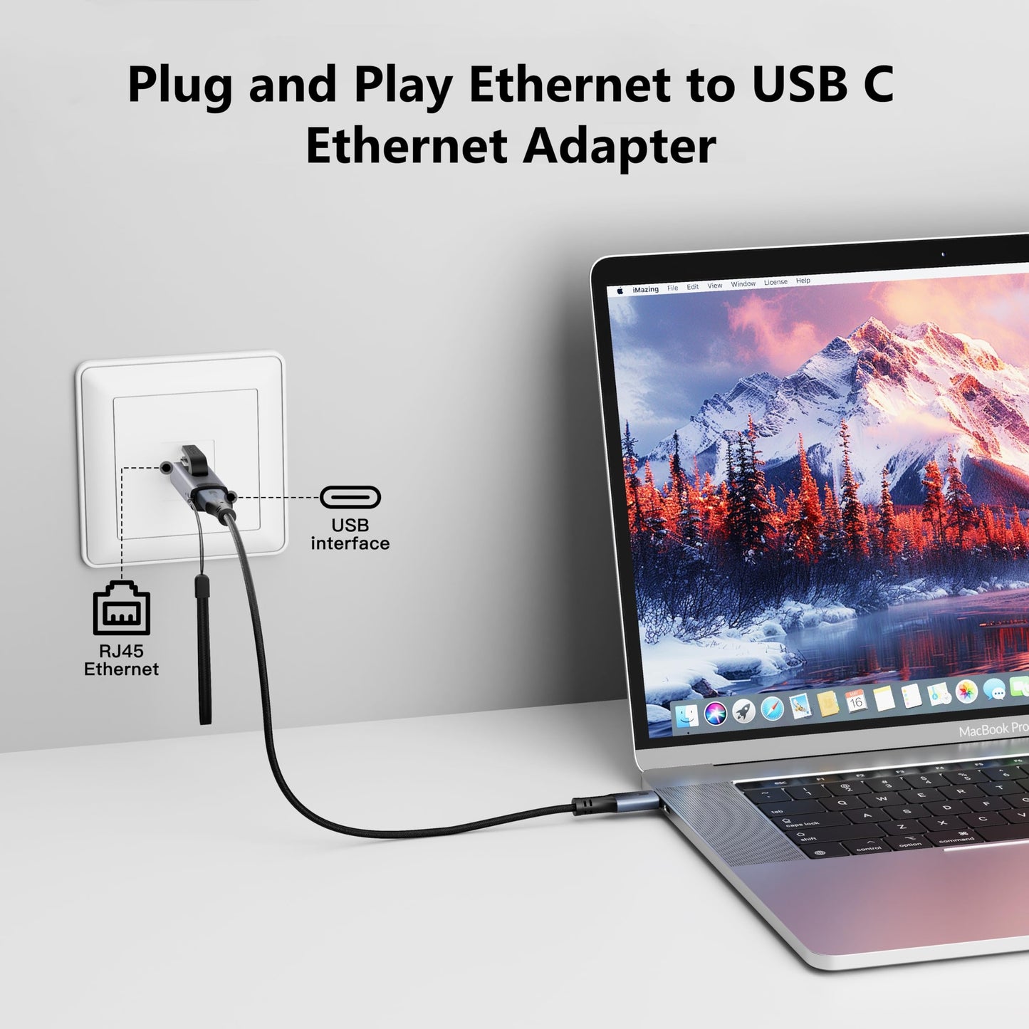 IVSHOWCO USB C to Ethernet Adapter, Ethernet Male to USB-C Female Adapter, Portable Plug and Play 1Gbps Ethernet Adapter for Quick Internet Access