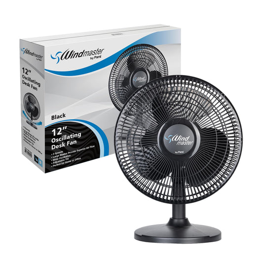 PAMI 16 in Oscillating Desk Fan,3 Speed,Adjustable Tilt,Portable,Black