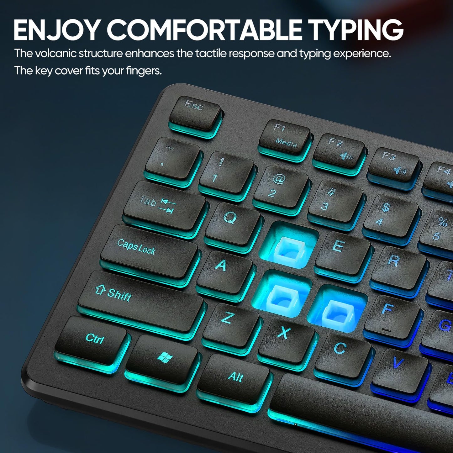 Wired Rainbow LED Backlit Keyboard and Mouse Combo,USB Lighted Computer Keyboards,Quiet Input Keyboard and Mouse for PC, Windows, Laptop,Office