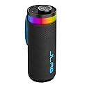 JLab Go Party Portable Bluetooth Speaker, Midnight Black, 10 Watts of Power, 16+ Hours of Playtime, IP56 Waterproofing, Customizable RGB LED Lighting