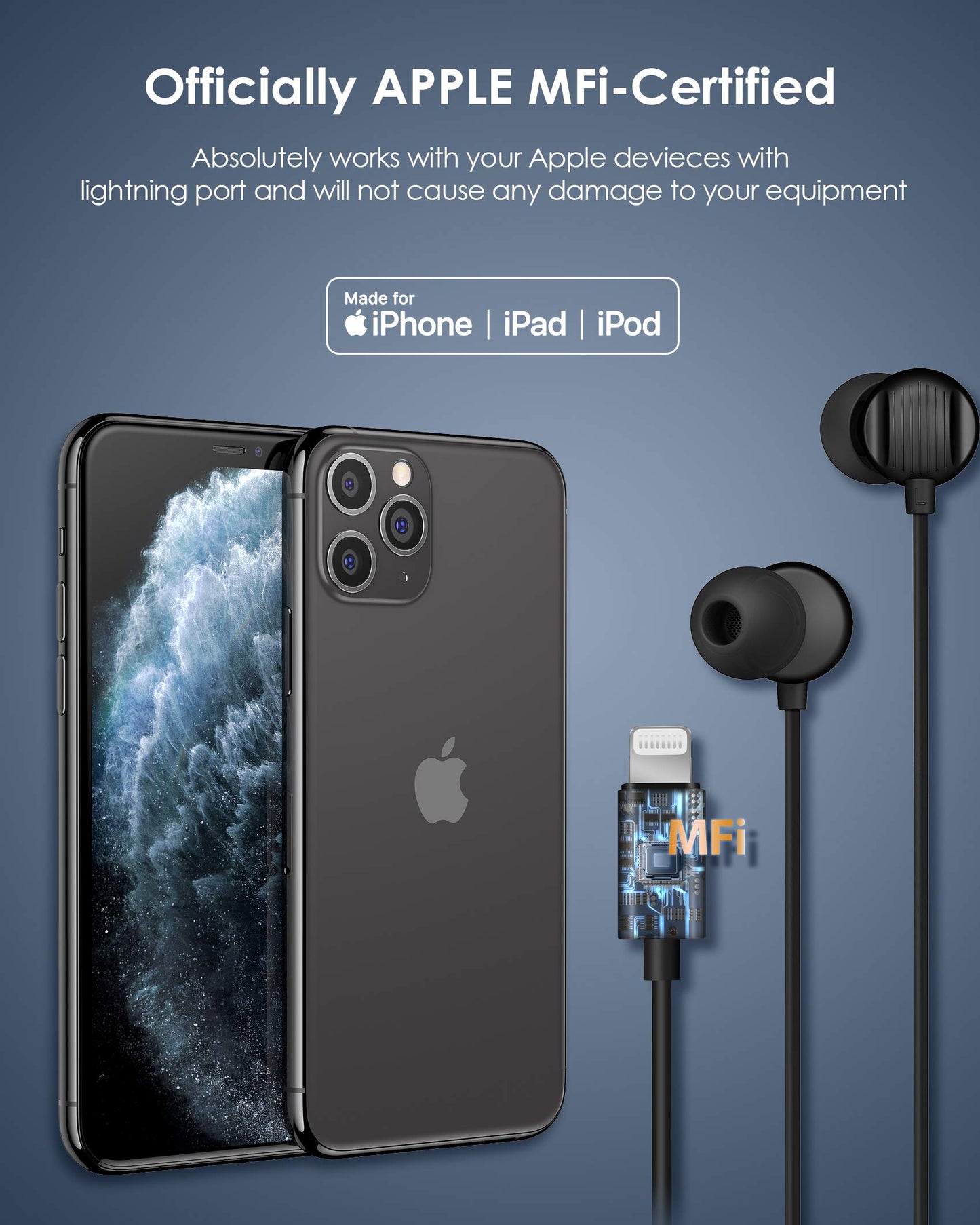 PALOVUE Lightning Headphones Earbuds Earphones with Microphone Controller MFi Certified Noise Isolation Compatible iPhone 14 13 12 11 Pro Max iPhone…