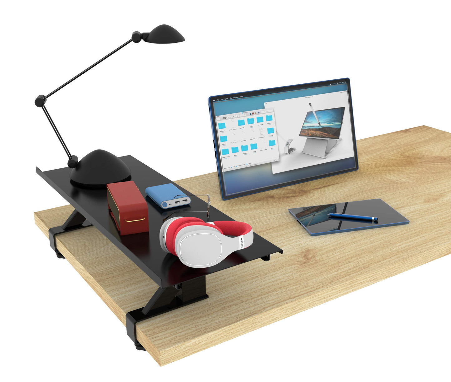 Stand Up Desk Store Clamp-On Adjustable Height Desk Shelf Monitor Stand (30")