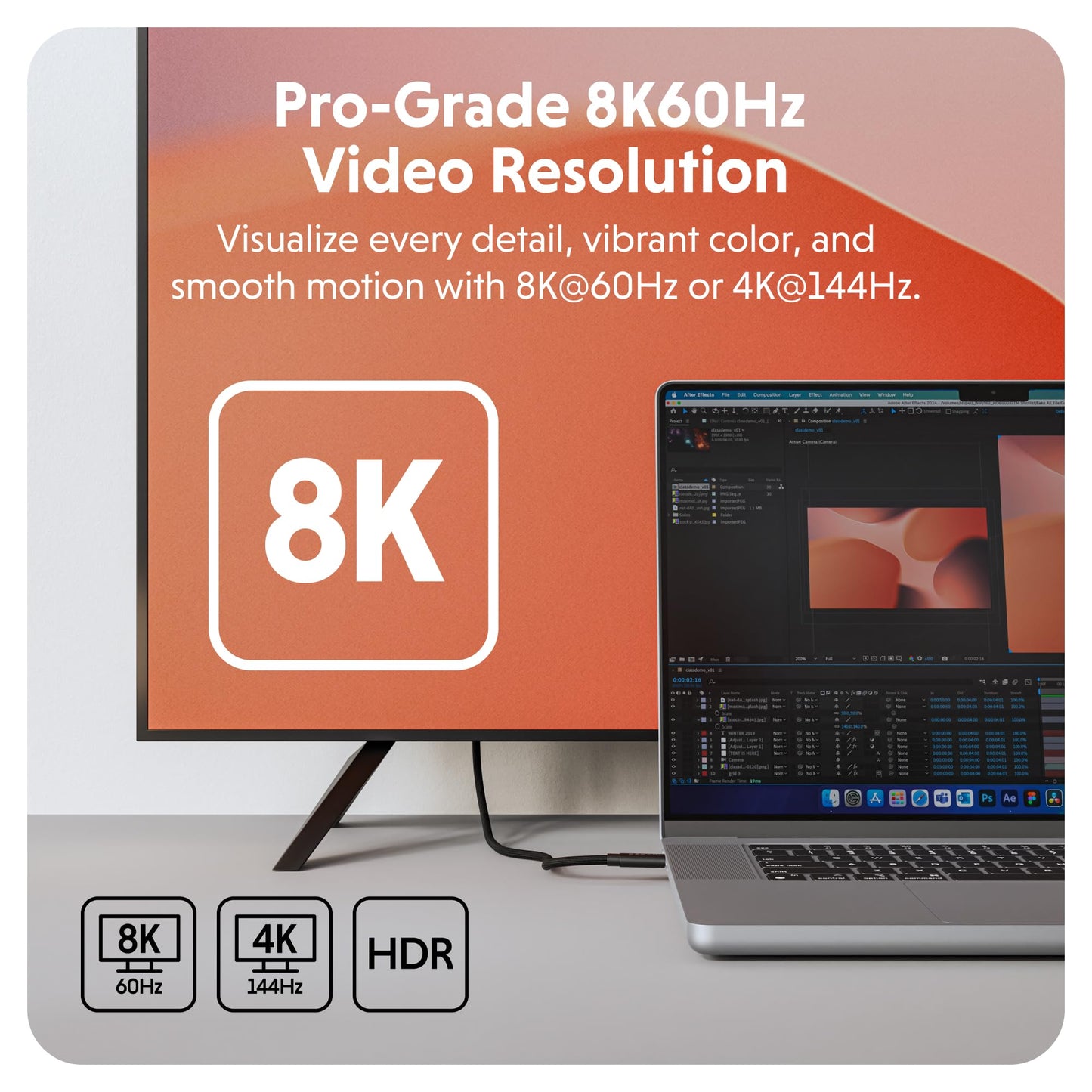 HyperDrive Next USB4 Type-C Performance Charging Cable - USB C Charging w/ 40Gbps Data Transfer, 240W Power Delivery, Fast Charge, 8K Video Support