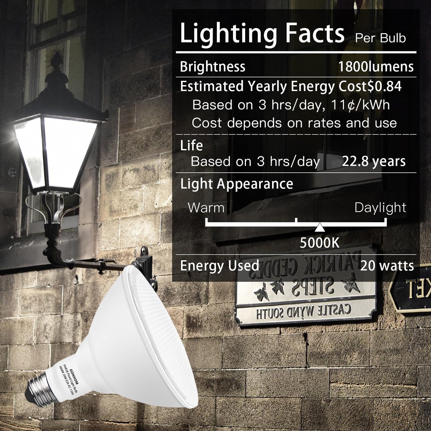 Gonhom Par38 LED Dusk to Dawn Flood Light Bulbs Outdoor,20W Replace up to 200W,1800LM,E26 Base Outdoor Flood Light Bulbs