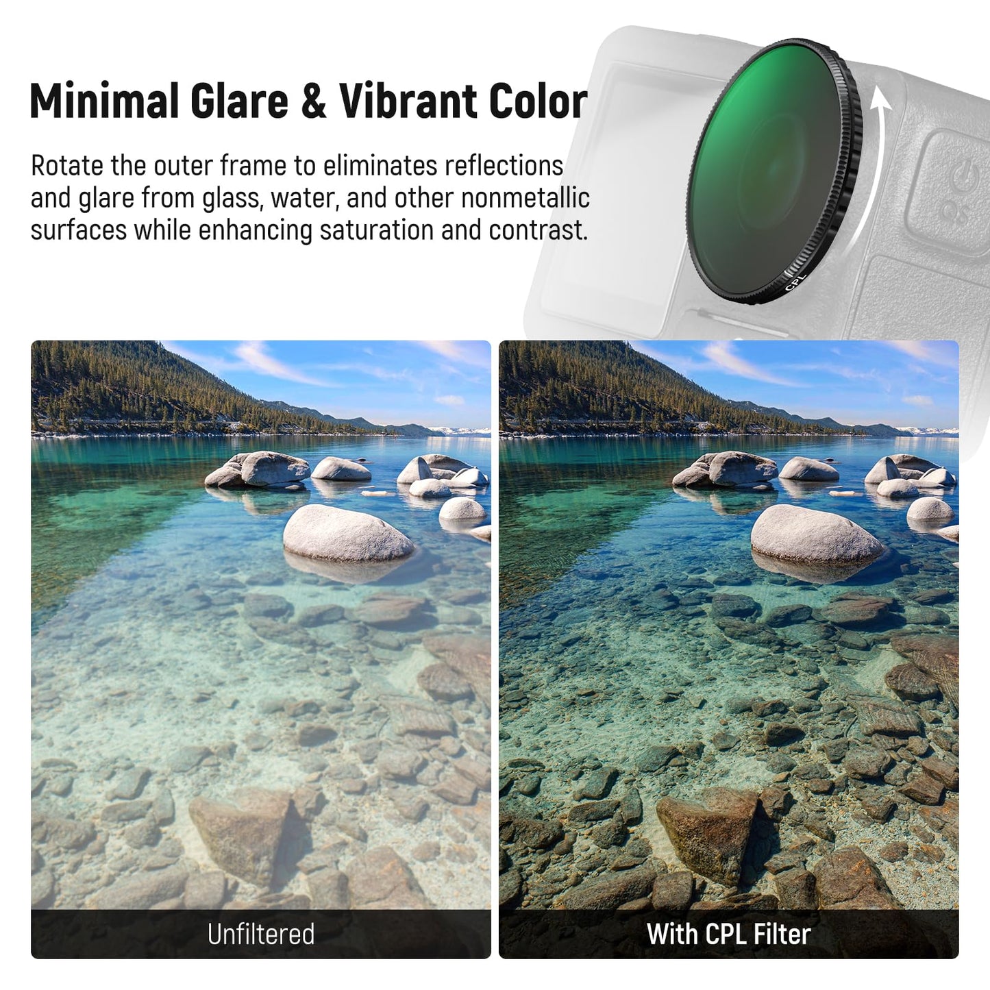 NEEWER ND Filter Kit Compatible with DJI Osmo Action 5 Pro/4, Variable ND8-32 (3-5 Stops) + CPL + Black Diffusion 1/4 Screw On Filter Multicoated HD
