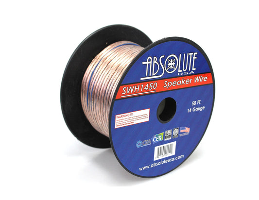 Absolute USA SWH1450 14 Gauge Car Home Audio Speaker Wire Cable Spool 50'