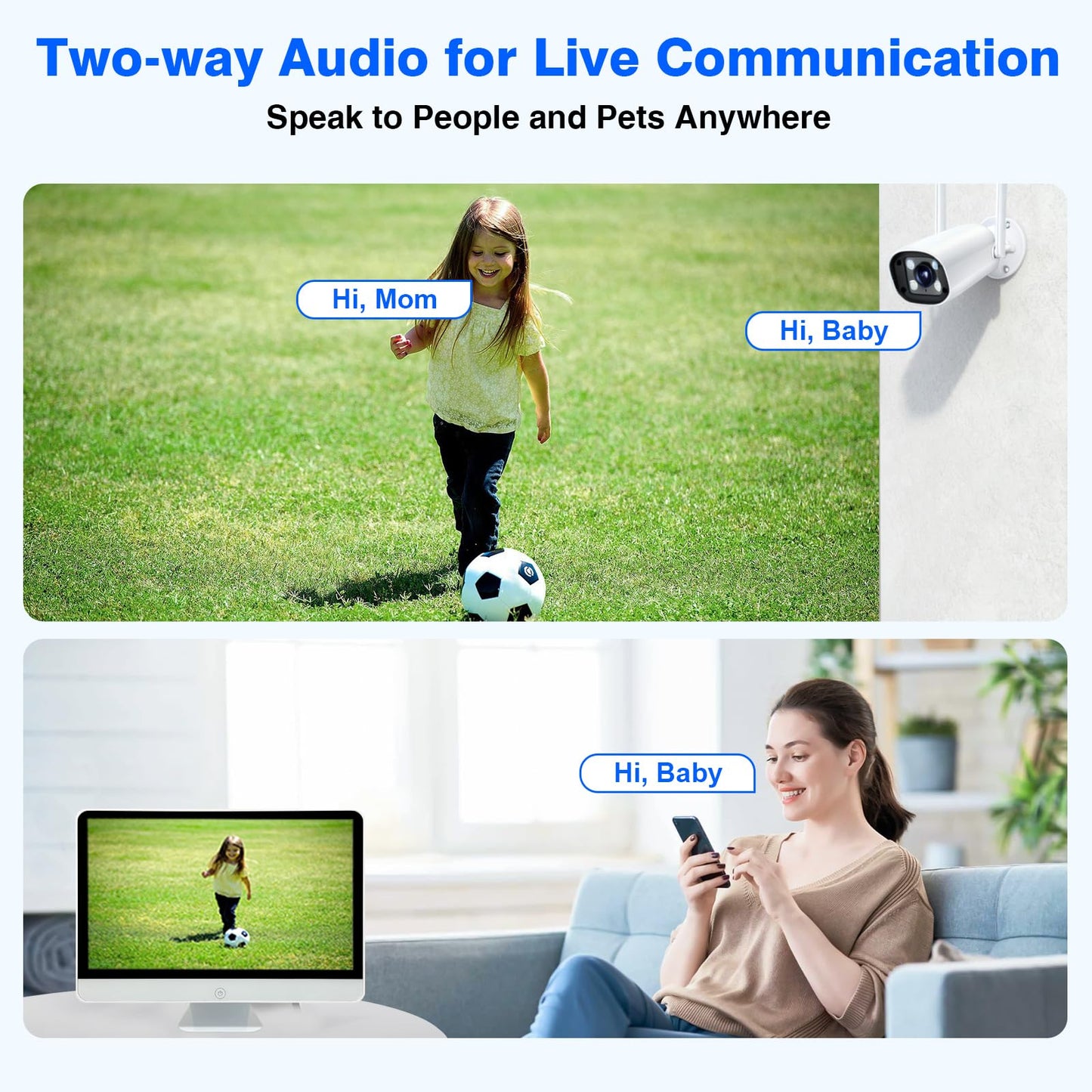 Cromorc Wireless Security Camera System with 16" Monitor Motion Detection Night Vision 2-Way Audio 4 Indoor Outdoor 5MP Camera Expandable 16CH NVR