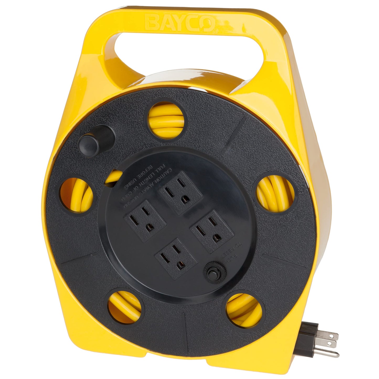 Bayco SL-755 25" Cord Reel with 4 Outlets, Yellow