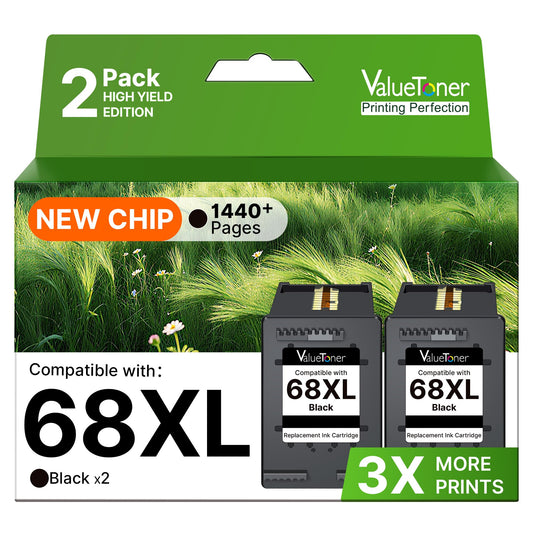 Valuetoner 68XL 68e 68 Black Ink Cartridge Replacement for HP Ink 68 68XL Combo Pack | for HP Envy 6155e 6555e Ink Cartridges Compatible with Envy