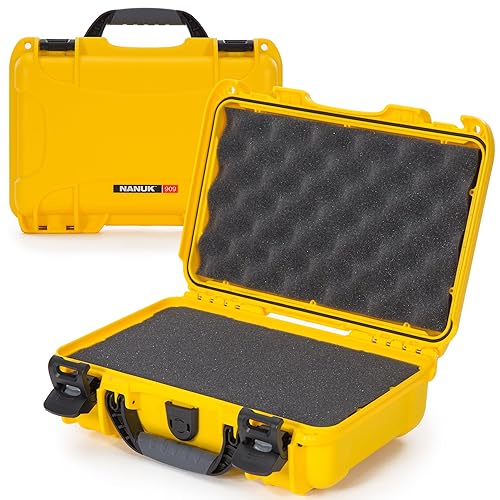 NANUK 909 Travel Hard Case with Customizable Cubed Foam - Waterproof Camera Case, 12.6” x 9” x 4.4”, Lightweight, Lockable, Dustproof