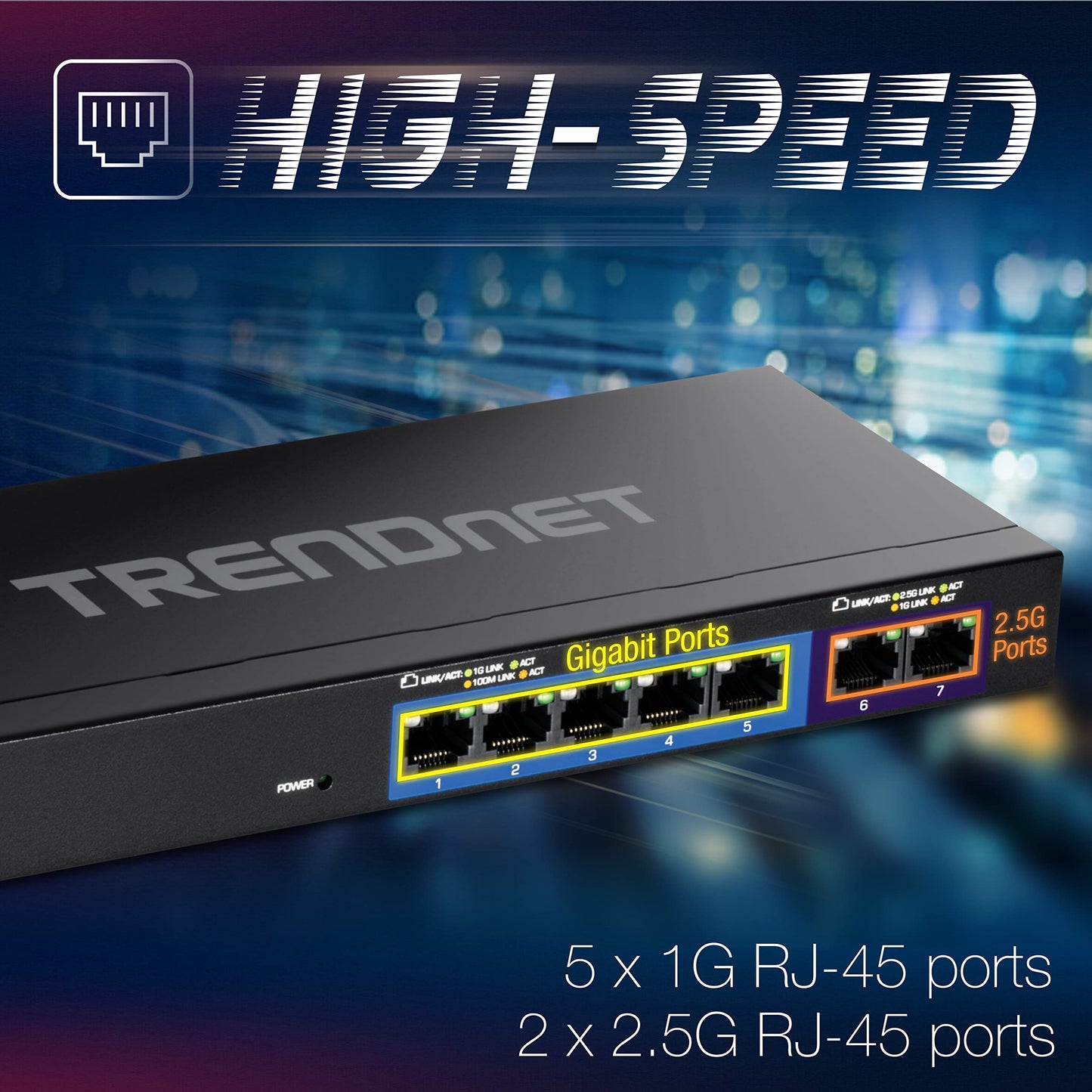 TRENDnet 7-Port Multi-Gig Gaming Switch, TEG-S327
