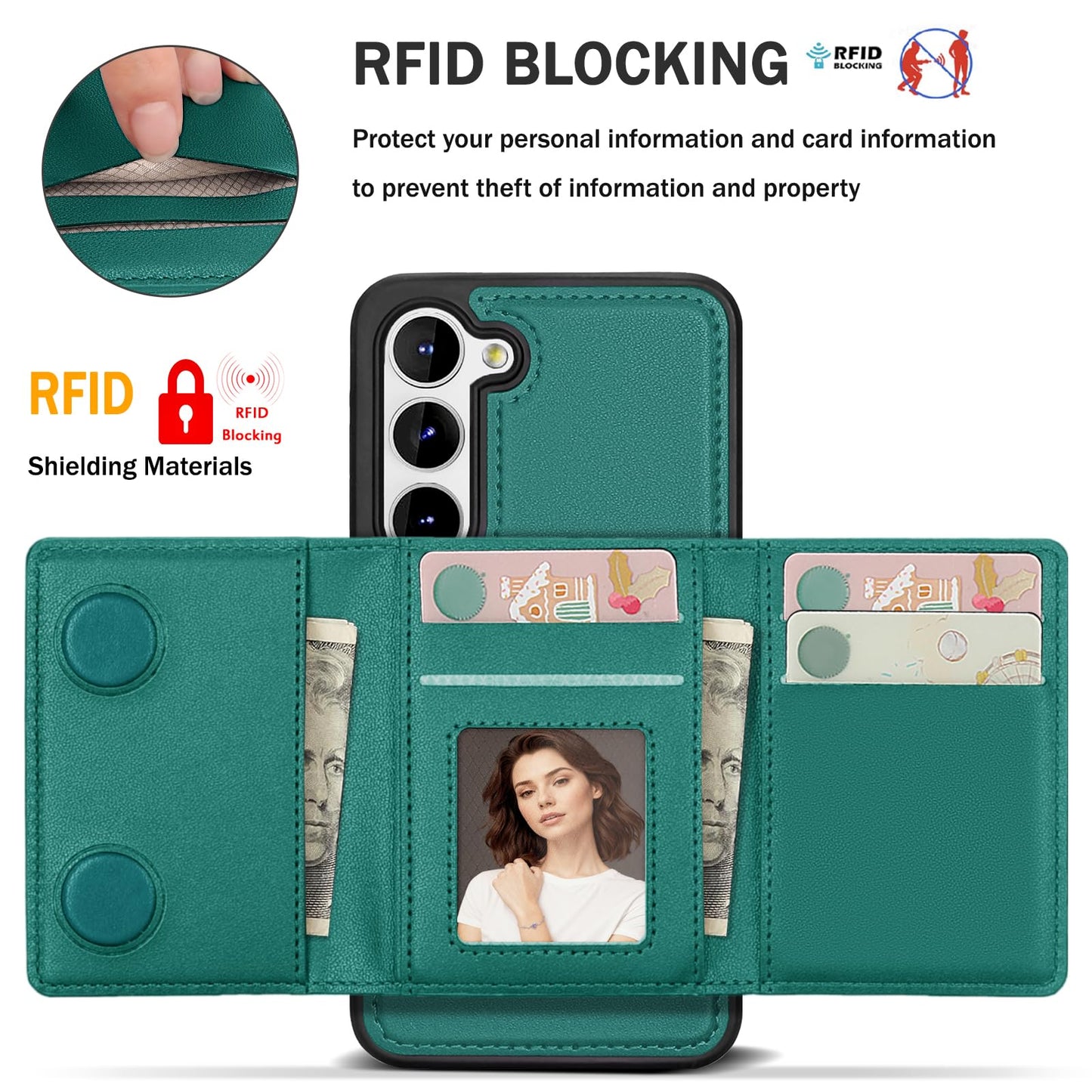 Godzoen for Samsung Galaxy S23 Plus Wallet Case, 2-in-1 Detachable Magnetic Wallet Case, Card Holder RFID Blocking, Fashionable Faux Leather Card Slot
