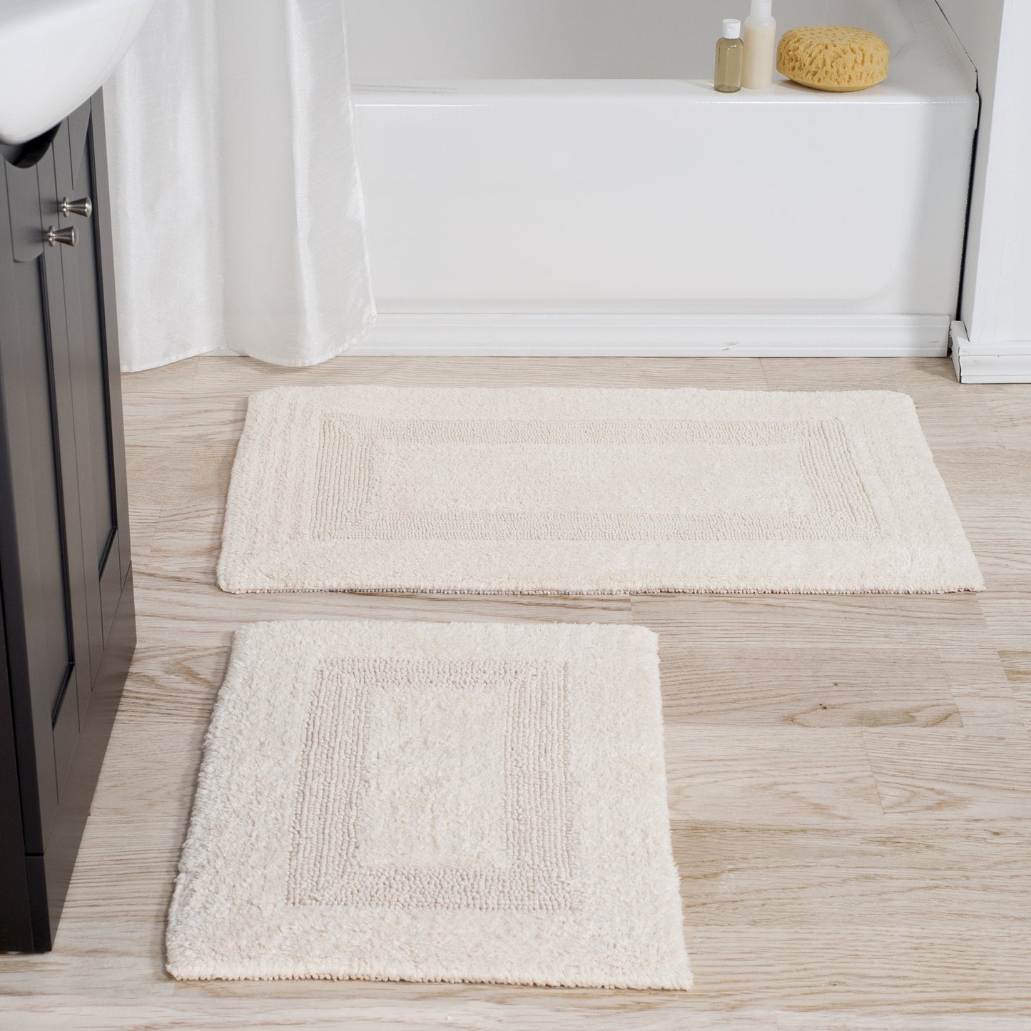 Bedford Home Bathroom Rugs Set (67A-01677) - 2-Piece Cotton Bathroom Mat Set, Machine Washable Standard & Large Bath Mats for Washroom, Kitchen, or…
