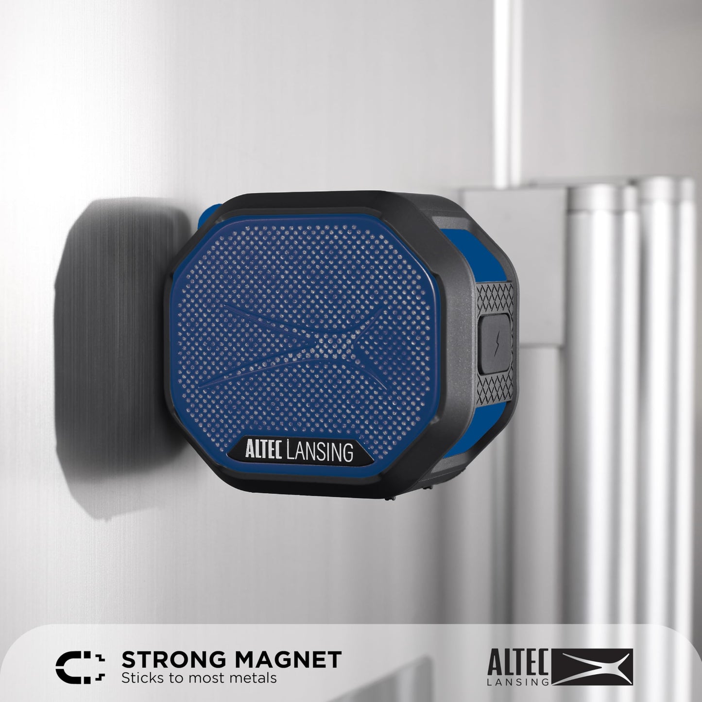Altec Lansing HYDRATREK Magnetic Bluetooth Speaker, Waterproof IP67, 5W RMS Output, True Wireless Pairing, USB-C Quick Charge, 3.7V 400mAh Battery